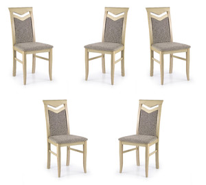 Pięć krzeseł dąb sonoma tapicerowanych  - 3802