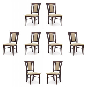 Osiem krzeseł ciemny orzech tapicerowanych - 2265