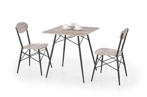 Stół KABIR kwadrat zestaw + 2 krzesła dąb san remo / czarny  - Halmar