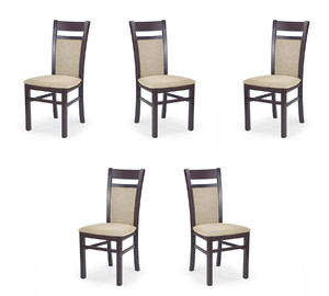 Pięć krzeseł ciemny orzech tapicerowanych - 0992