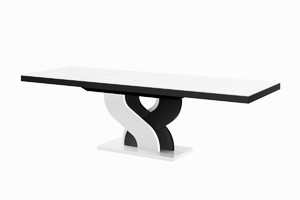 Stół Bella rozkładany biały blat / czarno - białe nogi - Hubertus Meble