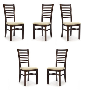 Pięć krzeseł ciemny orzech tapicerowanych - 2470