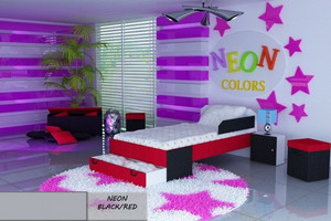Łóżko dziecięce 160x80 NEON BLACK/RED z materacem - versito