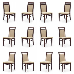 Dwanaście krzeseł ciemny orzech tapicerowanych - 2609