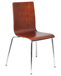 Krzesło ze sklejki w kolorze c. Orzech, stelaż chromowany. Model TDC-132. - Stema