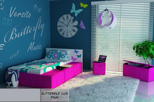 Łóżko dziecięce 160x80 BUTTERFLY LUX PINK z materacem - versito