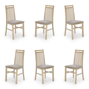 Sześć krzeseł dąb sonoma tapicerowanych - 4694