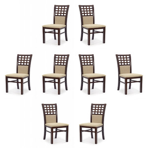Osiem krzeseł ciemny orzech tapicerowanych - 2432