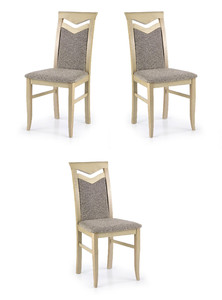 Trzy krzesła tapicerowane dąb sonoma  - 3802