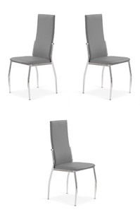 Trzy krzesła popielate chrom - 6803