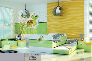 Łóżko dziecięce 140x80 podwójne LITTLE TURTLE GREEN DOUBLE z materacami - versito