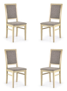 Cztery krzesła tapicerowane  dąb sonoma  - 3543