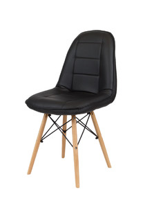 Sk Design Ks009 Czarne Krzesło Z Ekoskóry Na Drewnianych Nogach