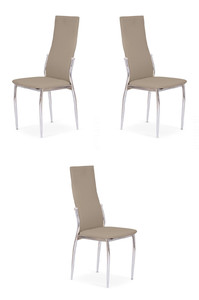 Trzy krzesła chrom cappuccino - 1388