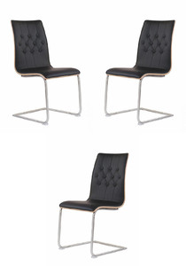 Trzy krzesła czarne orzech - 7428