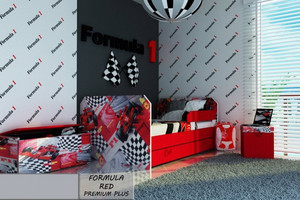 Łóżko dziecięce tapicerowane FORMULA RED PREMIUM PLUS + Szuflada i Materac 160x80cm - versito
