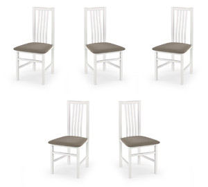 Pięć krzeseł białych tapicerowanych - 1272