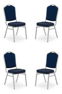 Cztery krzesła niebieskie, stelaż srebrny - 4137
