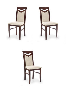 Trzy krzesła tapicerowane ciemny orzech  - 6040
