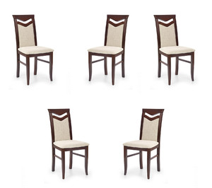 Pięć krzeseł ciemny orzech tapicerowanych - 6040