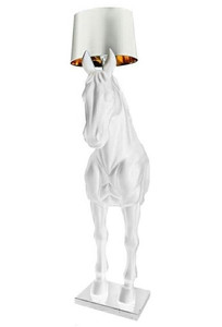 Lampa podłogowa KOŃ HORSE STAND M biała - włókno szklane - king home