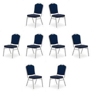 Osiem krzeseł niebieskich, stelaż srebrny - 4137