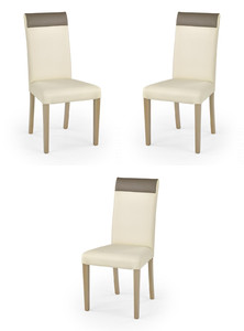 Trzy krzesła tapicerowane  dąb sonoma krem / beż - 1265