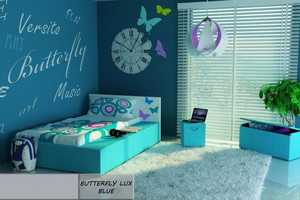 Łóżko dziecięce 160x80 BUTTERFLY LUX BLUE z materacem - versito