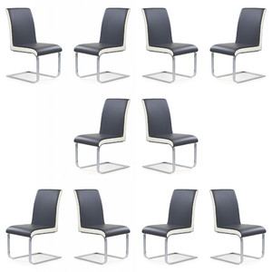 Dziesięć krzeseł popielato - białych - 4832