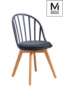 MODESTO krzesło ALBERT czarne - polipropylen, ekoskóra, drewno bukowe - king home