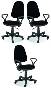 Trzy krzesła biurowe  czarne - 6114