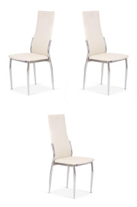 Trzy krzesła chrom waniliowy - 7890
