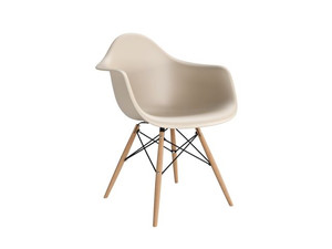 Krzesło P018W PP beige, drewniane nogi - d2design