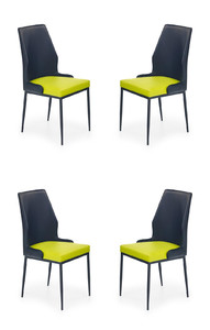 Cztery krzesła limonkowo-czarne - 7596