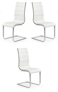 Trzy krzesła biało / popielate ekoskóra - 4856
