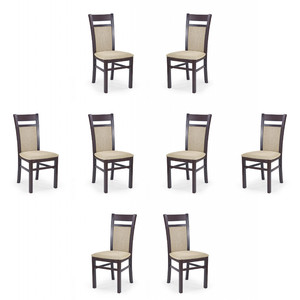 Osiem krzeseł ciemny orzech tapicerowanych - 0992