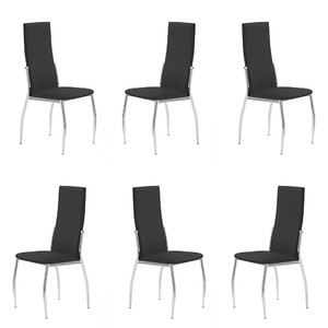Sześć krzeseł chrom czarny - 6810