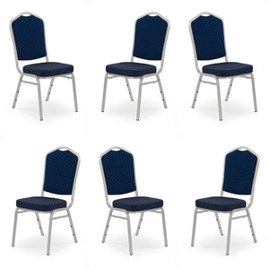 Sześć krzeseł niebieskich, stelaż srebrny - 4137