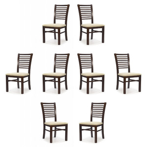 Osiem krzeseł ciemny orzech tapicerowanych - 2470