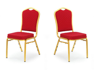 Dwa krzesła bordowe, stelaż złoty - 2992