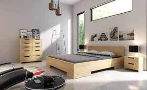 Łóżko drewniane sosnowe ze skrzynią na pościel Spectrum Maxi & Long ST - Skandica