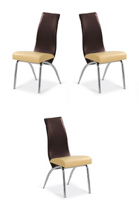 Trzy krzesła beż / ciemny brąz - 6993