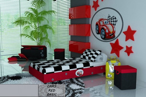 Łóżko tapicerowane CARS RED BASIC z materacem 160X80 cm - versito
