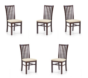 Pięć krzeseł ciemny orzech tapicerowanych - 5937