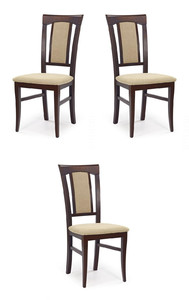Trzy krzesła tapicerowane  ciemny orzech - 2265