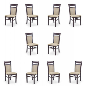 Dziesięć krzeseł ciemny orzech tapicerowanych - 0992