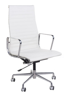 Fotel biurowy CH1191T biała skóra/chrom - d2design