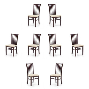 Osiem krzeseł ciemny orzech tapicerowanych - 5937