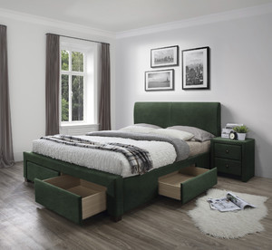 Łóżko MODENA 3 z szufladami ciemny zielony velvet  - Halmar