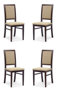 Cztery krzesła tapicerowane  ciemny orzech, - 2296